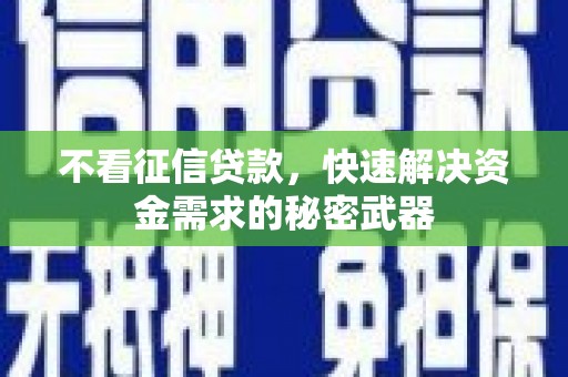 姚安不看征信贷款，快速解决资金需求的秘密武器