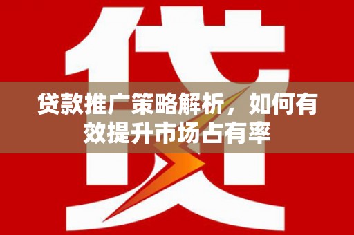 姚安贷款推广策略解析，如何有效提升市场占有率