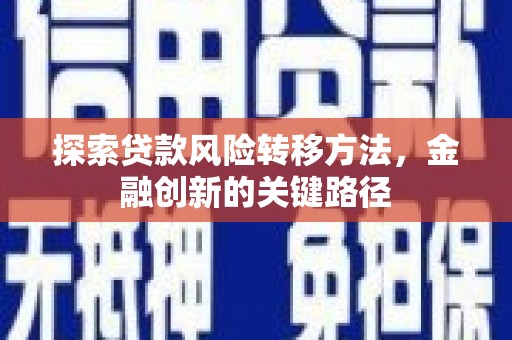 姚安探索贷款风险转移方法，金融创新的关键路径