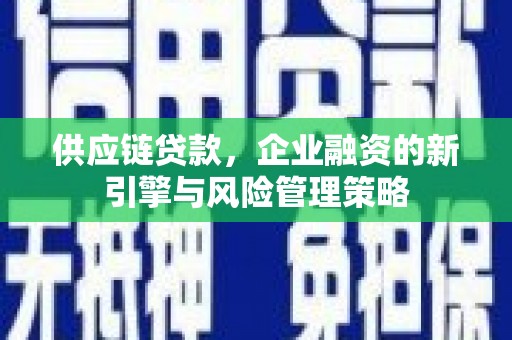 姚安供应链贷款，企业融资的新引擎与风险管理策略