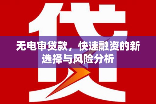 姚安无电审贷款，快速融资的新选择与风险分析