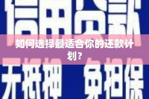 姚安如何选择最适合你的还款计划？